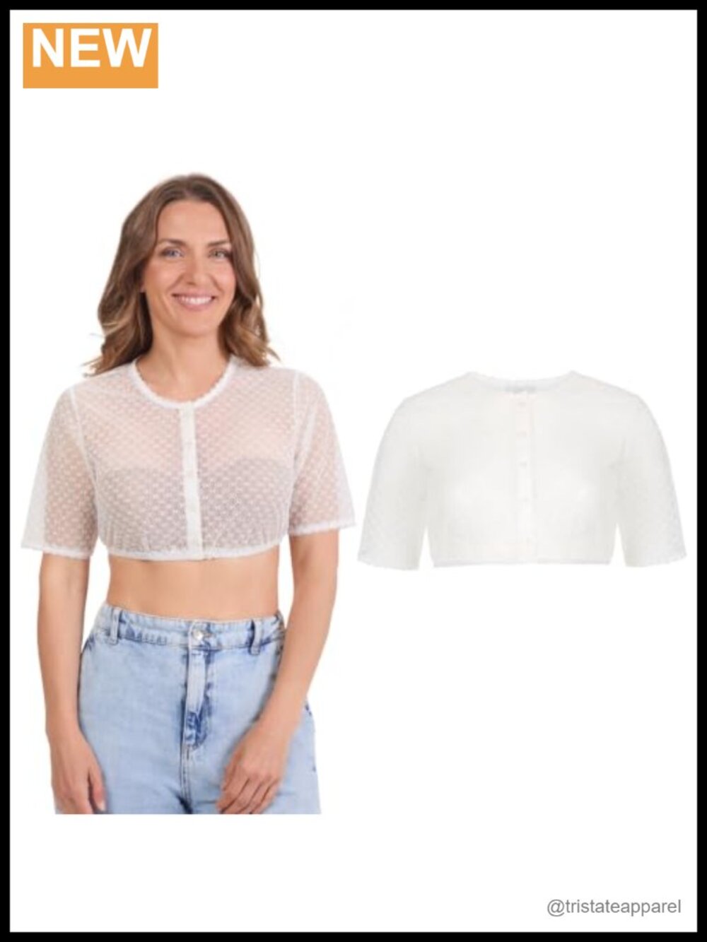 Women's Dirndl Blouse 100% Cotton Puff Sleeves Ruffle Neckline Oktoberfest